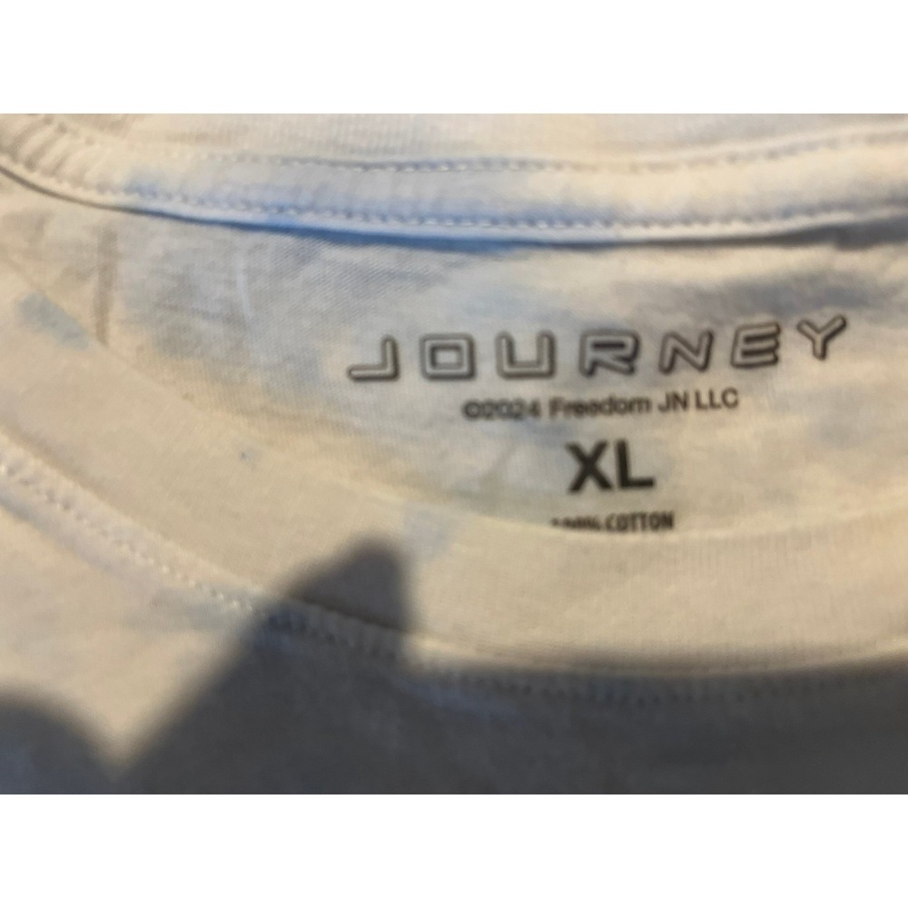 Journey Band Tee XL White Graphic Scarab Wings 80s Rock Cropped T Shirt‎ - Picture 5 of 7